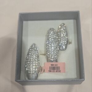 Stunning Austrian Crystal nail bling ring size medium set of 3